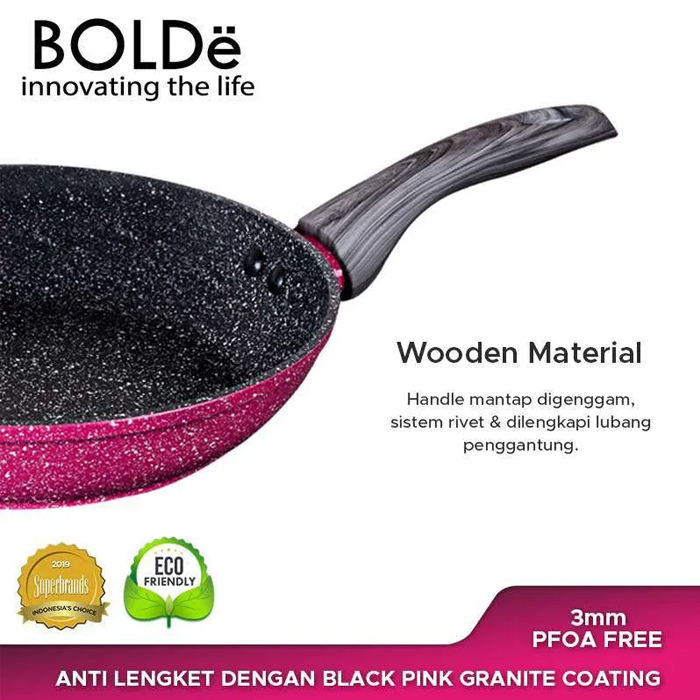 Bolde Super Pan Fry Pan 26CM - Black Pink 